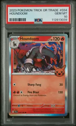 Pokemon TCG Houndoom Stamped Holo Card 034/198 Trick or Trade 2023 PSA 10 Gem - Image 1