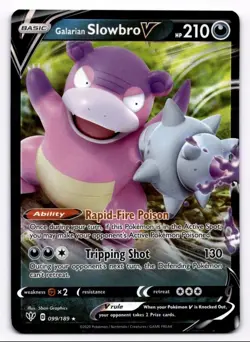 Pokemon Galarian Slowbro V 099/189 Darkness Ablaze Ultra Rare Pokemon TCG 2020 - Image 1