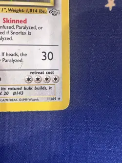 Snorlax Jungle Holo, Pokemon TCG 1999 11/64 Vintage - Image 5