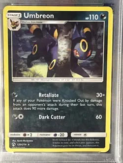 2018 Pokemon Sun & Moon : Lost Thunder Umbreon (Normal) 120/214 PSA 8 NM-MT - Image 3