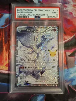 Reshiram 113 2021 Pokemon Celebrations Classic Collection Black and White PSA 9 - Image 1