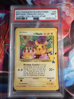 2021 POKEMON CELEBRATIONS CLASSIC COLLECTION #24 BIRTHDAY PIKACHU-HOLO PSA 9 - Image 1