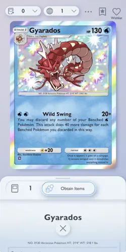 Gyarados Shiny 1 Star Wisdom of Sea and Sky Pokemon TCG Pocket Digital Trade ENG - Image 1