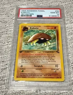 1999 Pokemon Fossil Kabuto 1st Edition PSA 10 - Image 1