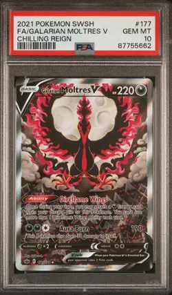 2021 Pokemon SWSH FA/Galarian Moltres V Chilling Reign PSA 10 #177 - Image 1