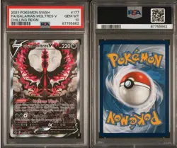2021 Pokemon SWSH FA/Galarian Moltres V Chilling Reign PSA 10 #177 - Image 3