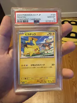 2023 POKEMON JAPANESE SV-P PROMO GYM EVENT CAMPAIGN #120 PIKACHU PSA 10 - Image 1