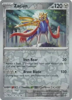 ZACIAN 136/182 PARADOX RIFT POKEMON (REVERSE HOLO, NM) - Image 1