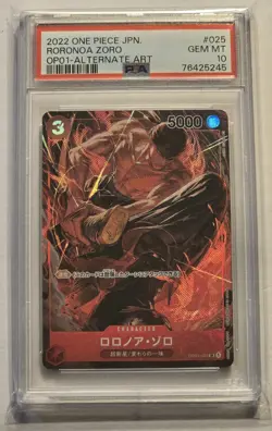Alternate Art Roronoa Zoro One Piece 2022 Romance Dawn Japanese OP01-025 PSA 10 - Image 1