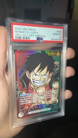 One Piece Monkey D. Luffy #003Romanian Op01-Alt.Art-Errata PSA 10 - Image 2