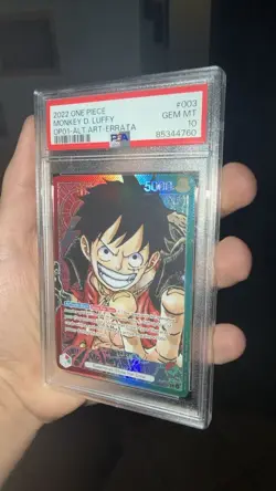One Piece Monkey D. Luffy #003Romanian Op01-Alt.Art-Errata PSA 10 - Image 3