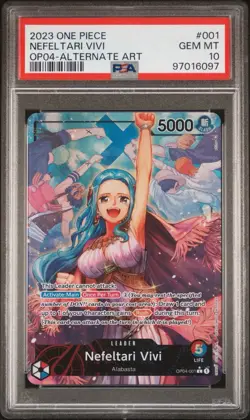 2023 ONE PIECE OP04-001 NEFELTARI VIVI KINGDOMS OF INTRIGUE ALT ART PSA 10 - Image 1