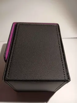 Magnetic Vertical Faux Leather Black and Purple Deck Box Holds 80 Cards Sleeved1 - Image 2