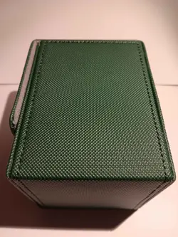 Magnetic Vertical Faux Leather Green and Grey Deck Box Holds 80 Cards Sleeved1 - Image 2