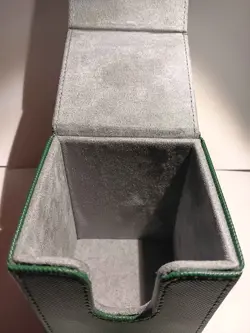 Magnetic Vertical Faux Leather Green and Grey Deck Box Holds 80 Cards Sleeved1 - Image 3