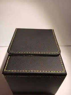 Magnetic Vertical Faux Leather Black and Green Deck Box Holds 80 Cards Sleeved1 - Image 2
