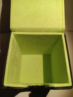 Magnetic Vertical Faux Leather Black and Green Deck Box Holds 80 Cards Sleeved1 - Image 4