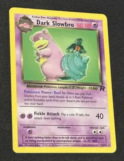 Pokemon TCG Dark Slowbro 29/82 Non-Holo Card Vintage 1999 - Image 1
