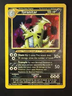 Pokemon TCG Tyranitar Neo Discovery Holo Card 12/75 Unlimited Rare - Image 1