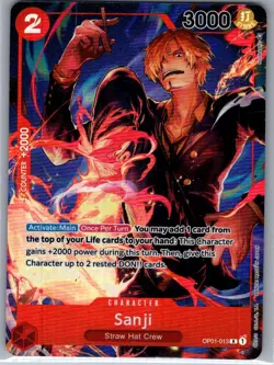 Sanji (Alt Art) OP01-013 English Romance Dawn - One Piece Card - NM - Image 1