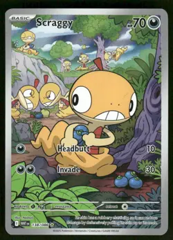 Pokemon Cards Scraggy 138/086 White Flare Illustration Rare NM - Image 1