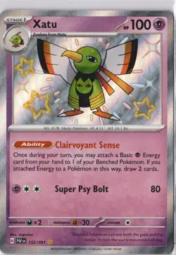 Shiny Xatu 152/091 Paldean Fates Holo Rare Pokemon Trading Card NM - Image 1