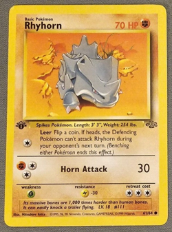 Mint/NM - Rhyhorn - 61/64 - 1st Edition - Jungle - Pokemon Card - Image 1