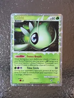 Pokemon TCG Celebi Prime 92/102 Ultra Rare HGSS Triumphant Card 2010 - Image 1