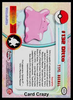 Ditto #132 - Topps Chrome Series 2 Pokemon Card Near Mint - Image 2