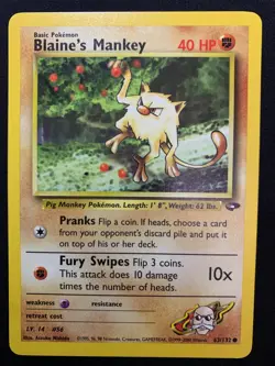 BLAINE'S MANKEY - 63/132 - GYM CHALLENGE - POKEMON CARD - LP - Image 1