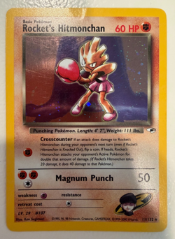 Rocket's Hitmonchan 11/132 - Holo Rare - Gym Heroes Pokemon TCG card - Image 1