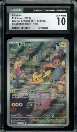 2023 Pokemon MEW EN-151 Illustration Rare 173/165 Pikachu CGC 10 Gem Mint - Image 1