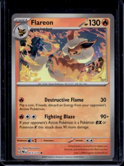 2025 Pokemon SV Prismatic Evolutions Flareon Reverse Holo Master Ball #013/131 - Image 1