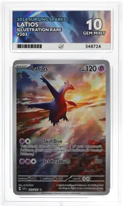 Pokemon TCG Latios Illustration Rare Surging Sparks 203/191 Ace 10 Graded! - Image 1