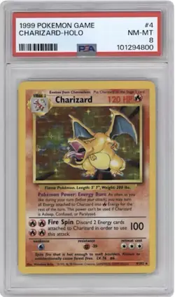 1999 POKEMON BASE SET HOLO CHARIZARD #4 PSA 8 - Image 1