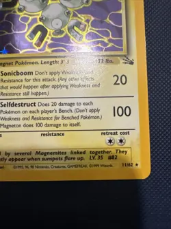 Magneton Holo Fossil Set Unlimited 11/62 Rare Vintage WOTC Pokemon Card - Image 3