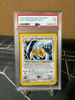 Pokemon TCG Light Dragonite Neo Destiny Holo Card 14/105 Unlimited Rare PSA 7 - Image 1