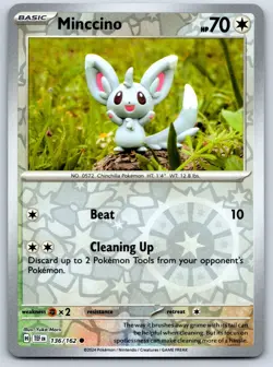 Minccino - Reverse Holo - Temporal Forces Yuka Morii Pokemon Card NM - Image 1