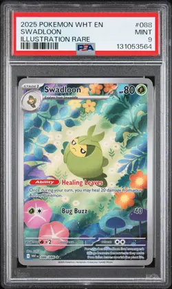 2025 Pokemon Wht En-White Flare #088 Swadloon Illustration Rare PSA 9 - Image 1