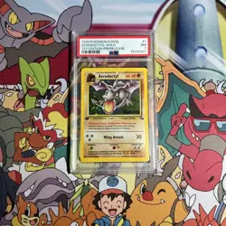 1999 Pokemon Fossil Aerodactyl HOLO 1st Edition Prerelease PSA 7 - Image 2