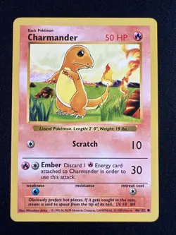 Pokemon TCG Base Set Shadowless Charmander LP #46 - Image 1