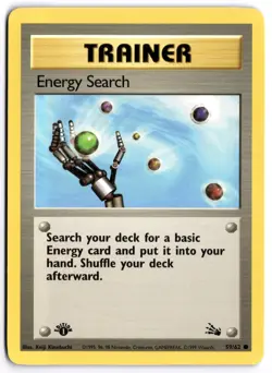 Pokemon 1st Edition Energy Search Common Fossil 59/62 NM - Image 1