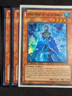 Yugioh 3x Sacred Spirit Of The Ice Barrier HA04-EN024 1st Edition Super Rare NM - Image 1