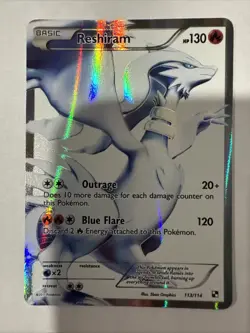 Pokemon 2011 Reshiram Full Art Holo Card 113/114 Black White - Image 1