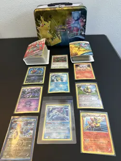 Pokemon TCG Shining Legends Collector’s Chest Tin Lunch Box & Cards Pikachu - Image 1