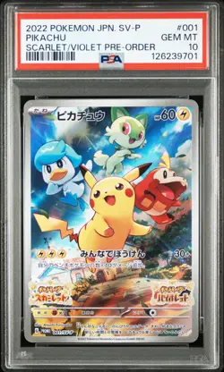 PSA 10 Pikachu 001/SV-P Scarlet & Violet Promo 2022 Pokemon Card Japanese - Image 1