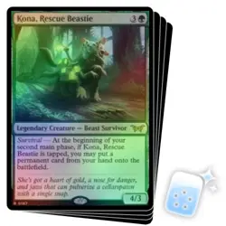 FOIL KONA, RESCUE BEASTIE (187) X4 Duskmourn: House Of Horror DSK Magic MTG CARD - Image 1