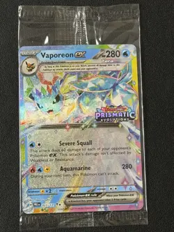 Pokemon TCG - Prismatic Evolutions Vaporeon ex 23/131 Stamped Promo Card Sealed - Image 1