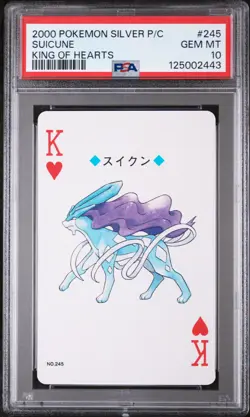 2000 POKEMON SILVER VERSION PLAYING CARDS KING OF HEARTS #245 SUICUNE PSA 10 - Image 1