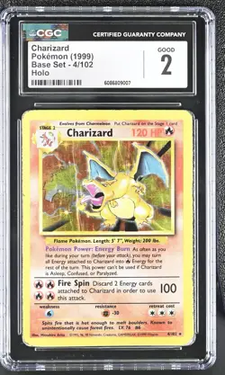 Charizard 1999 Base Set 4/102 Holo Pokemon Card CGC 2 (LOW POP) - Image 1